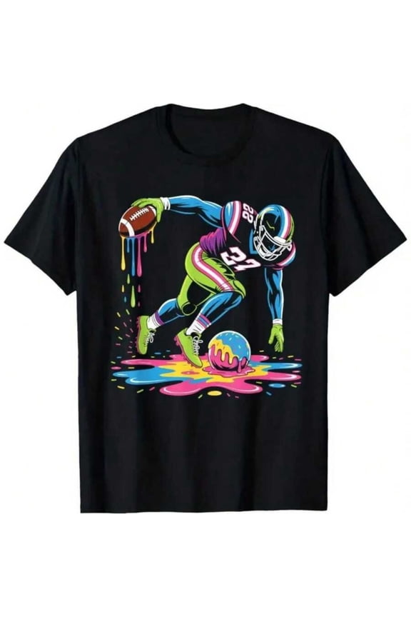 Ice Cream Drip Football Sprinkles Football Drip T-Shirt, T-Shirt for Kids Youth, 180gsm, 100% Cotton