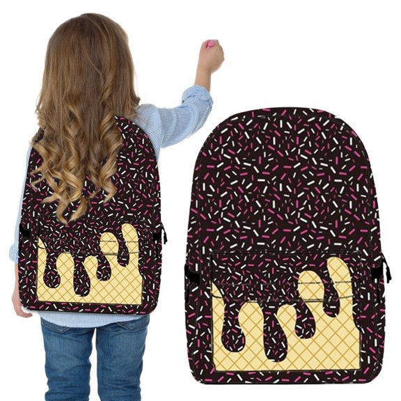 Ice Cream Drip Backpack, Kawaii Large Capacity School Bag With Pockets For Travel Hiking And Camping, Cute Aesthetic Bookbag For Teens
