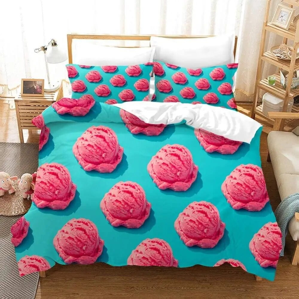 Ice Cream Duvet Cover Set Delicious Food Theme Polyester Quilt Cover