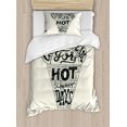 thumbnail image 1 of Ice Cream Duvet Cover Set, Grunge Style Cool Ice Cream for Hot Summer Days Words Lifestyle Print, Decorative 2 Piece Bedding Set with 1 Pillow Shams, Twin Size, Coconut Charcoal Grey, by Ambesonne, 1 of 3