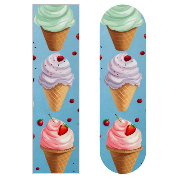 Ice Cream Emery Skateboard Stickers - Pack of Two, PVC Back Material, 8.8x32.6in/22.4x83 cm - Skateboard Accessories