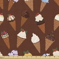 thumbnail image 1 of Ice Cream Fabric by the Yard Upholstery, Funny Pattern with Delicious Summer Desserts Scoops on Waffle Cones, Decorative Fabric for DIY and Home Accents, Redbrown and Multicolor by Ambesonne, 1 of 5