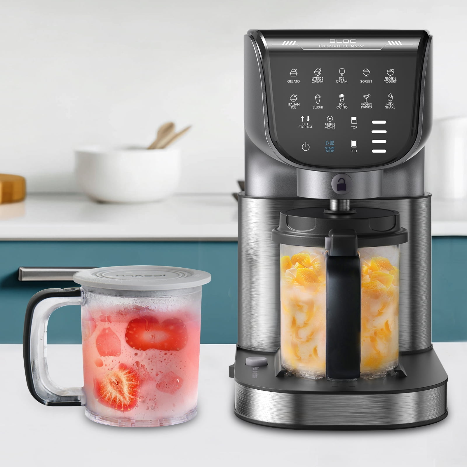 Ice Cream & Frozen Treat Maker for Ice Cream , Sorbet, Milkshakes , Frozen Yogurt , More , Ice Cream Pints