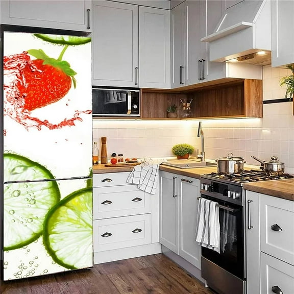 Ice Cream Fruit Refrigerator Sticker Kitchen Adhesive Refrigerator Door Decal PVC Waterproof Detacha
