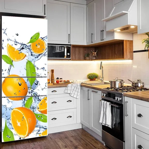 Ice Cream Fruit Refrigerator Sticker Kitchen Adhesive Refrigerator Door Decal PVC Waterproof Detacha