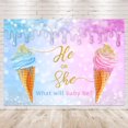 thumbnail image 1 of Ice Cream Gender Reveal Backdrop Photography He or She What Will Baby Be Pink Blue Summer Baby Shower Background Cute Sweet Dessert Party Decorations Banner Photo Booth Props Supplies, 1 of 4