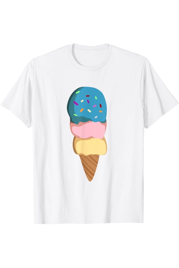 Ice Cream Gift for Girls & Women - Ice Cream Cone T-ShirtMen's and women's pure cotton short-sleeved shirts