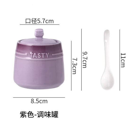 Ice Cream Gradient Rainbow Color Ceramic Seasoning Jar With Lid Sugar Salt Storage Accessories Kitchen Spoon French Style Set