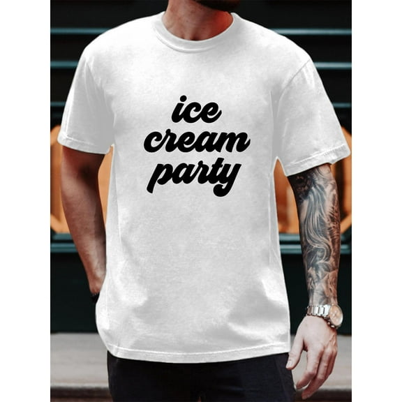 Ice Cream Graphic Tee T-Shirt Party Cotton Top Fashion Casual Short Sleeve Crew Neck Fun Apparel Black S-5XL