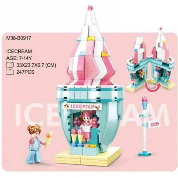Ice Cream House Building Brick Kit, 247 Piece