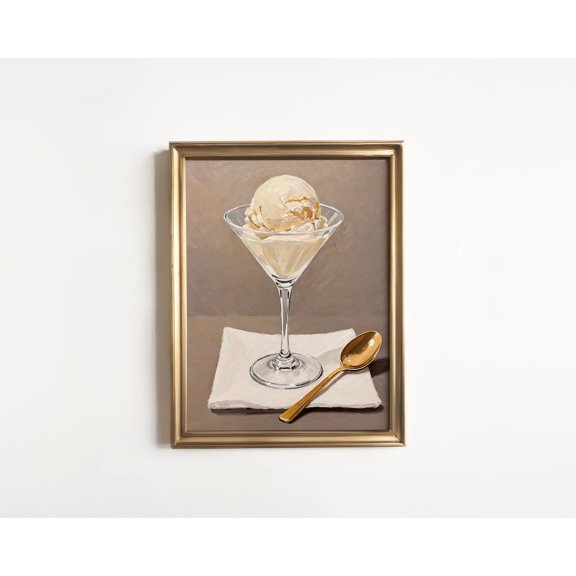 Ice Cream In A Martini Class Art Print Funny Junk Food Still Life Maximalist Decor Conversation Piece Kitchen Bathroom