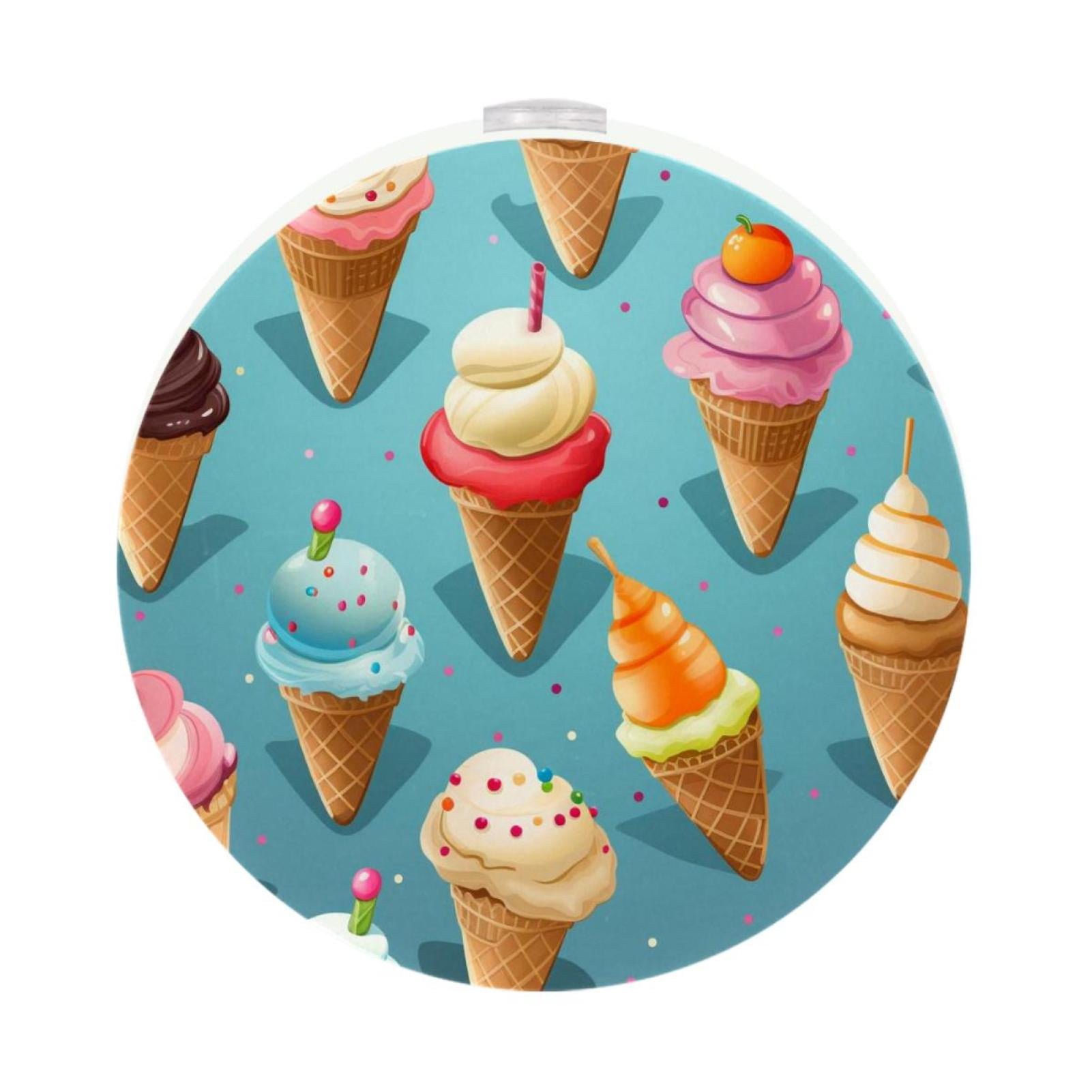 Ice Cream LED Round Night Light-2PCS, Energy-Efficient Plug-in Ambient ...
