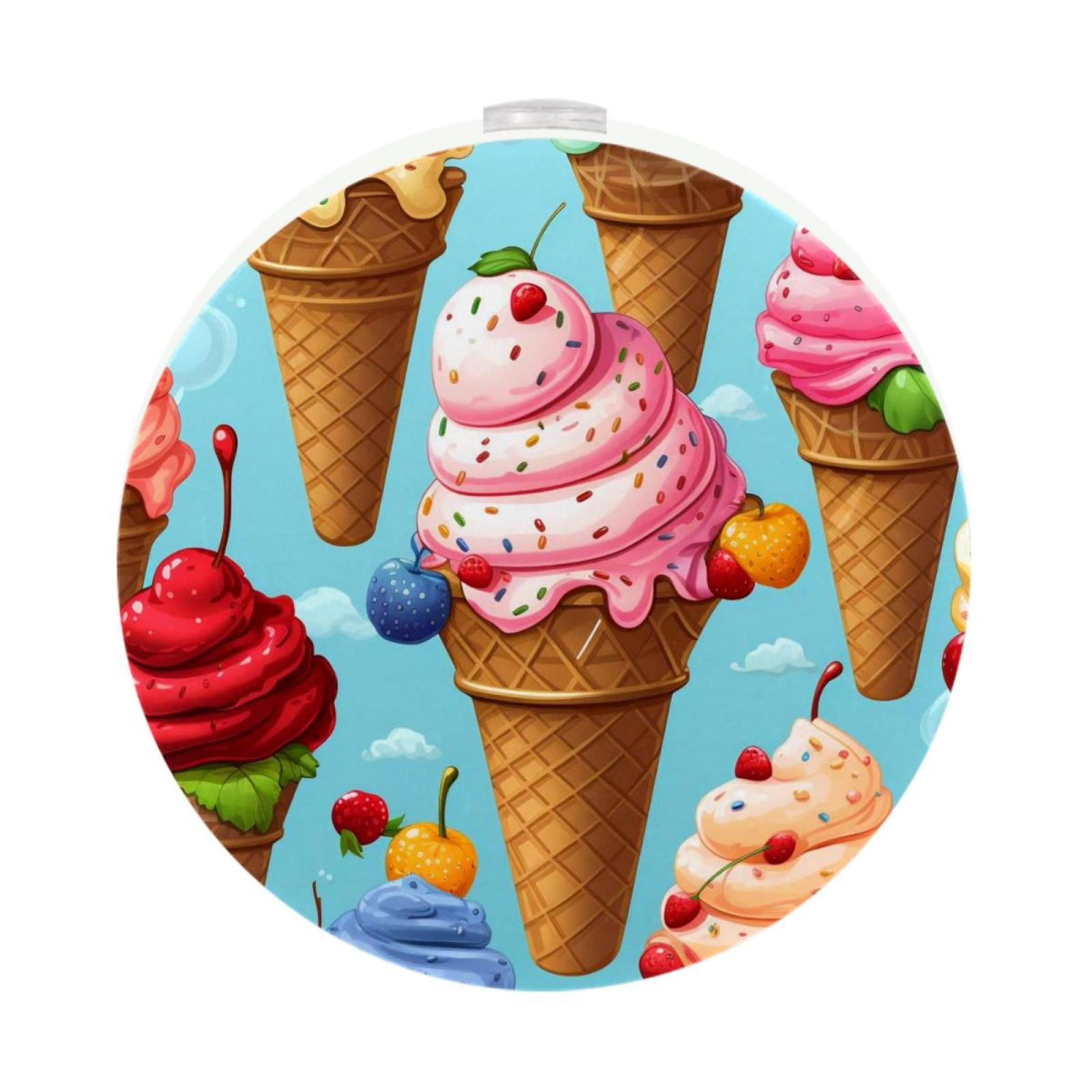 Ice Cream LED Round Night Light 2PCS - Motion Sensor Activated Soft ...