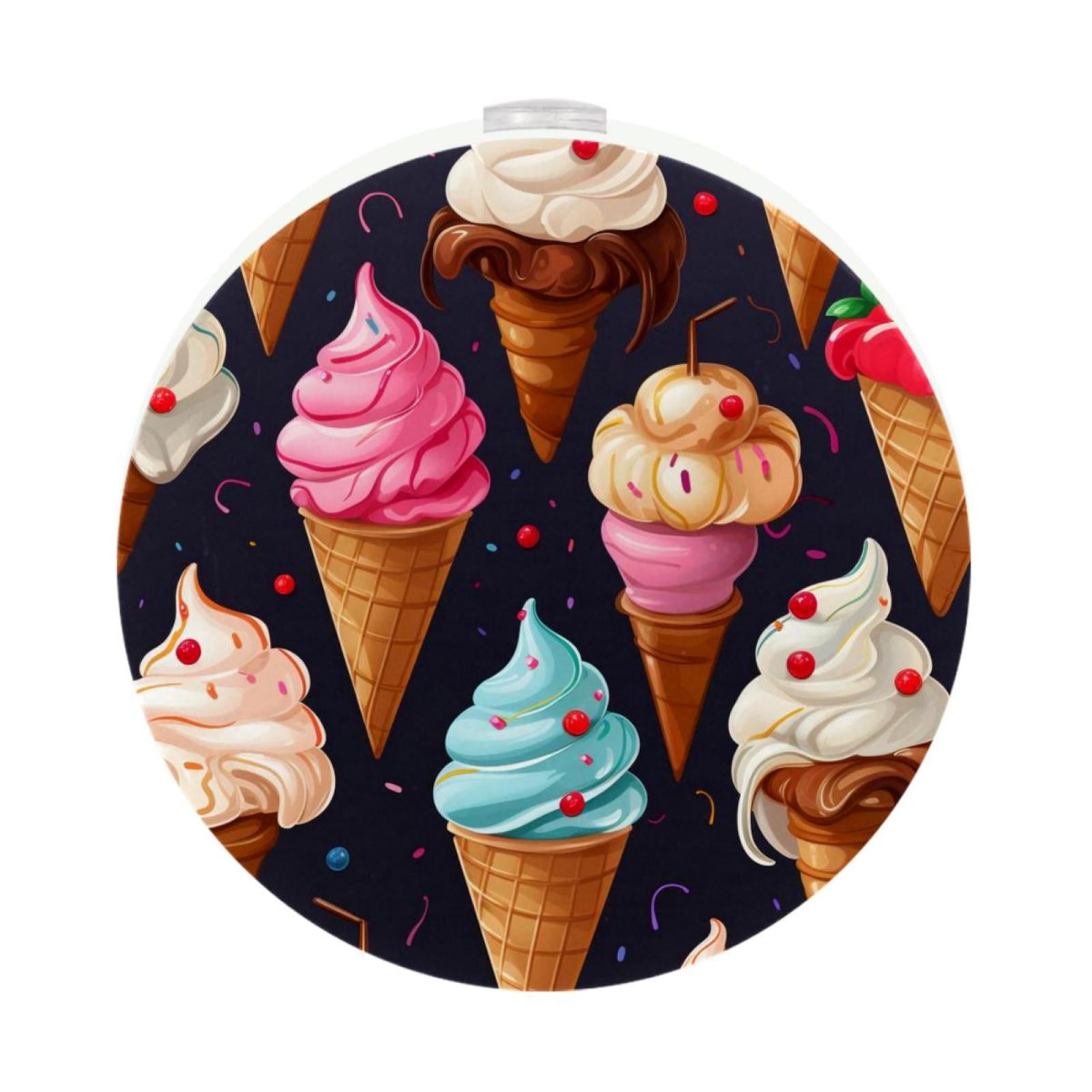 Ice Cream LED Round Night Light 2PCS - Motion Sensor Activated Soft ...
