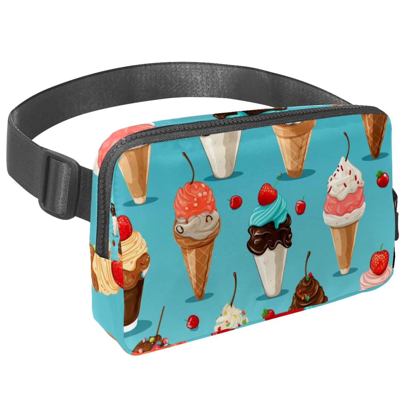 Ice Cream Lightweight, Adjustable Fanny Packs with Extension Strap - Unisex Sling Bag Money Belt