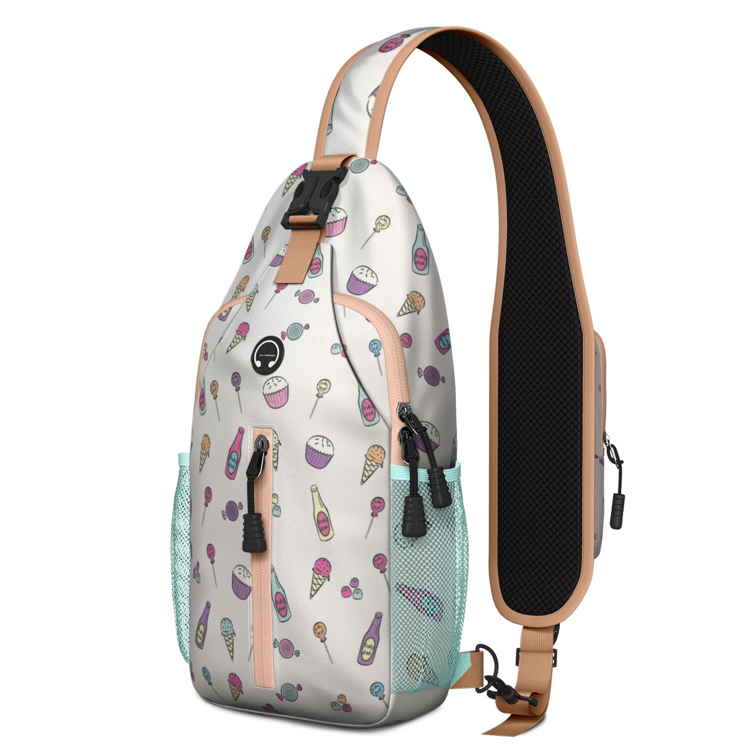 Sweets Backpack Ice Cream Lover Sling Backpack, Cute Dessert Food Pattern Crossbody ...