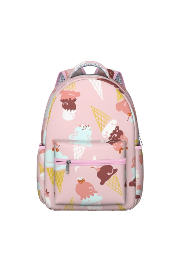 Ice Cream Lover Students Backpack Life is Better with Ice Cream School Bag with Retro Colorful Candy Pattern, Durable and Lightweight for Students