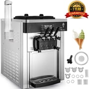 SHENGJINSH Ice Cream Maker, 3 Flavors 5.3-7.4 Gal/H, 2200W Commercial Ice Cream Machine with LED Display Auto Clean