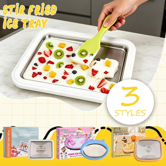 Ice Cream Machine, Mini Ice Cream Maker, Yogurt Maker, Ice Cream Roller Maker, Blue 12X9 Inch 430Ml Portable Fried Ice Cream Plate with Freezing Liquid, Grade Stainless Steel Tray