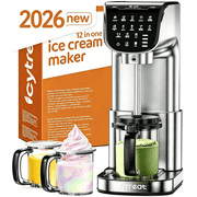Ice Cream Maker 12-in-1 with 3 Family-Sized Tritan Tubs   Full Automatic Stainless Steel Homemade Frozen Dessert Maker for Sorbet, Milkshake, Frozen Yogurt & More, Easy-Clean Design