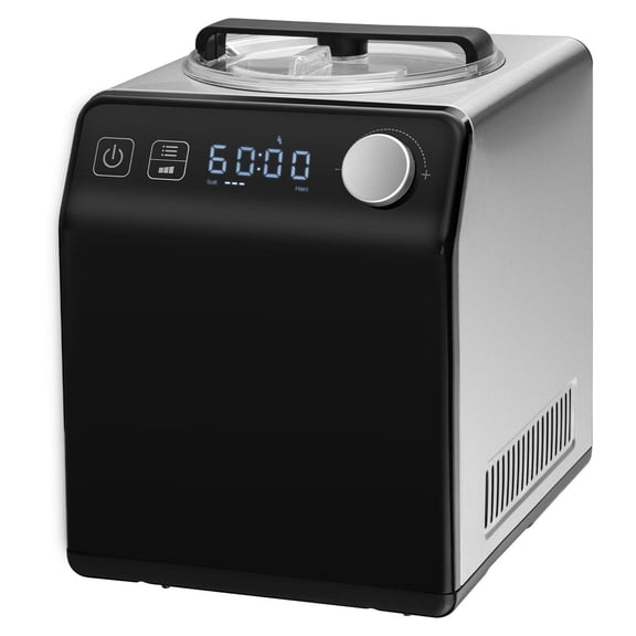 Ice Cream Maker, 2 Quart Automatic with Compressor - No Pre-freeze, Fruit & Yogurt, Stainless Steel Sorbet Gelato Machine, 4 Modes, Digital Display