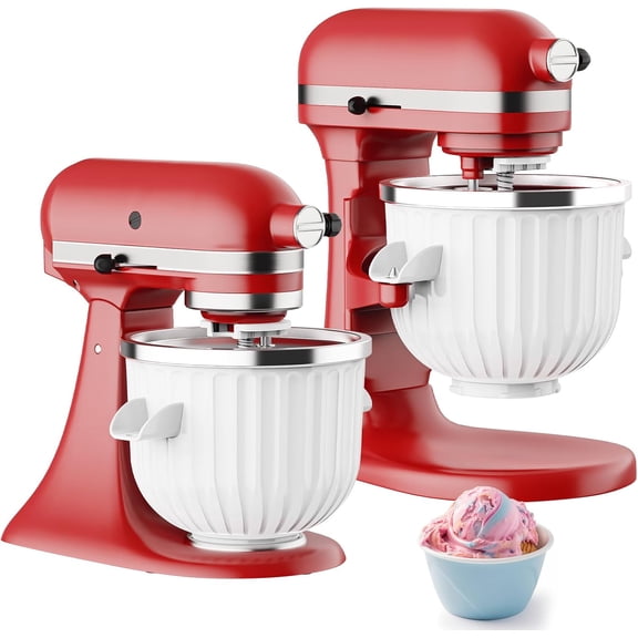 Ice Cream Maker Attachment for Kitchenaid Stand Mixers, Ice Cream Maker Machine Compatible with 4.5QT and Larger KitchenAid Mixers, 2-Quart Capacity, Sorbet and Gelato Maker Accessory