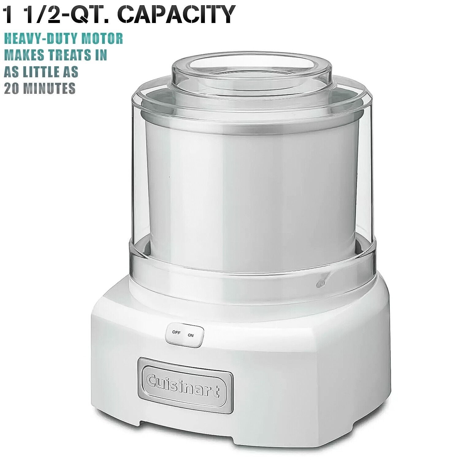 Ice Cream Maker Machine, 1.5 Quart Sorbet, Frozen Yogurt Maker, White