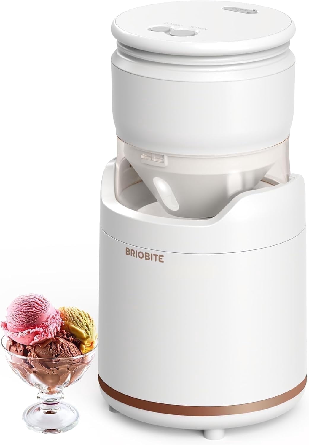 Briobite 0.5 Qt Rechargeable White Mini Soft Serve Ice Cream Maker