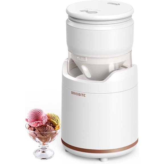 Briobite 0.5 Qt Rechargeable White Mini Soft Serve Ice Cream Maker