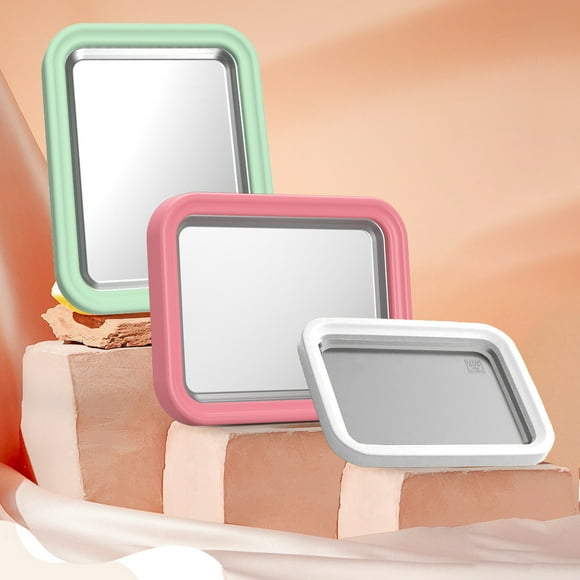 Ice Cream Maker Tray | Mini Yogurt Freezer Pan | Stainless Steel Non-Electric Ice Tray | Aluminum Alloy | Home Frozen Dessert Maker | 26x20x3cm | No Plug Needed | Easy Clean | 1 Piece | White Pink