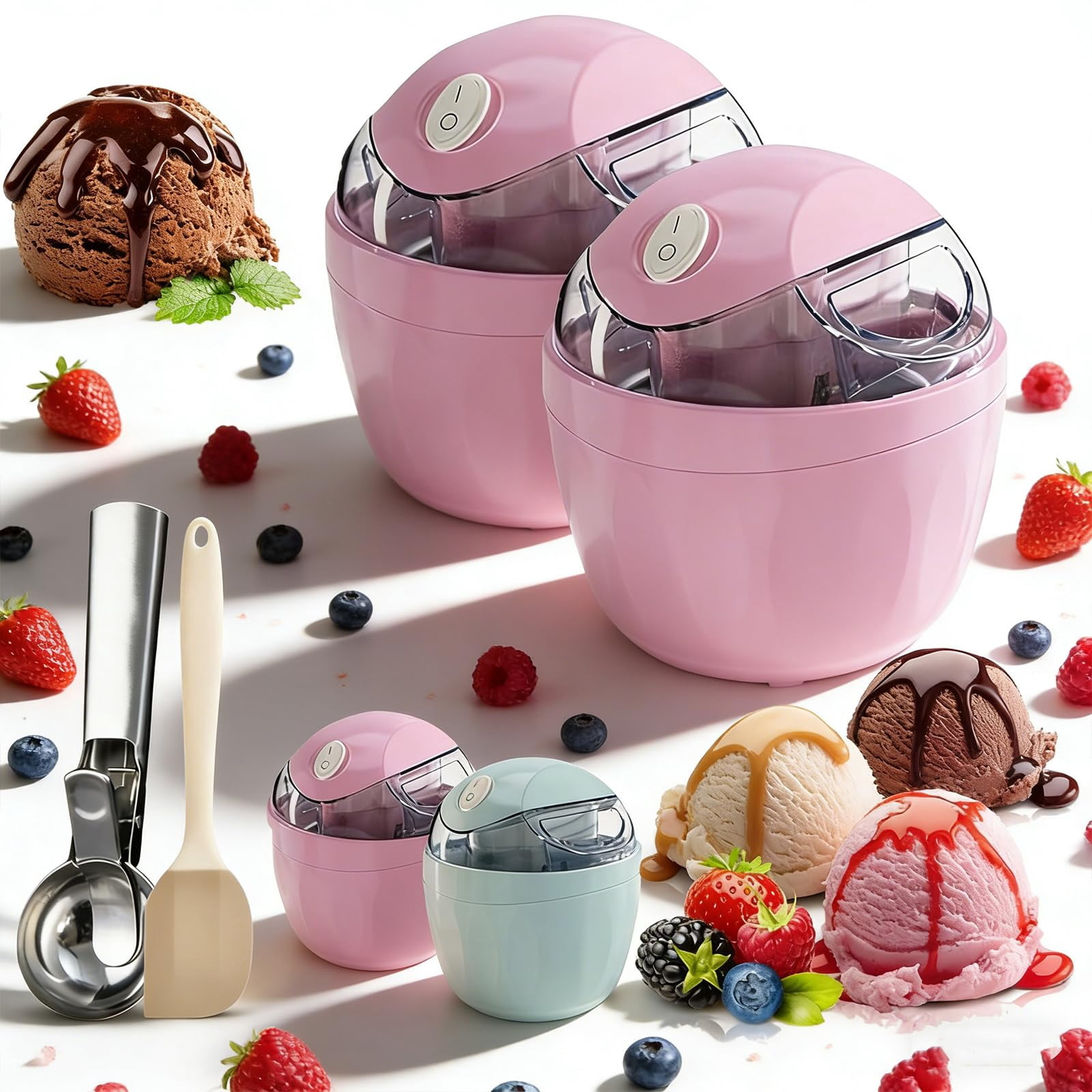 Mini Foot Maker Ice Cream Maker, Upgrade 15-Minute Quick Electric DIY Personal Machine ...