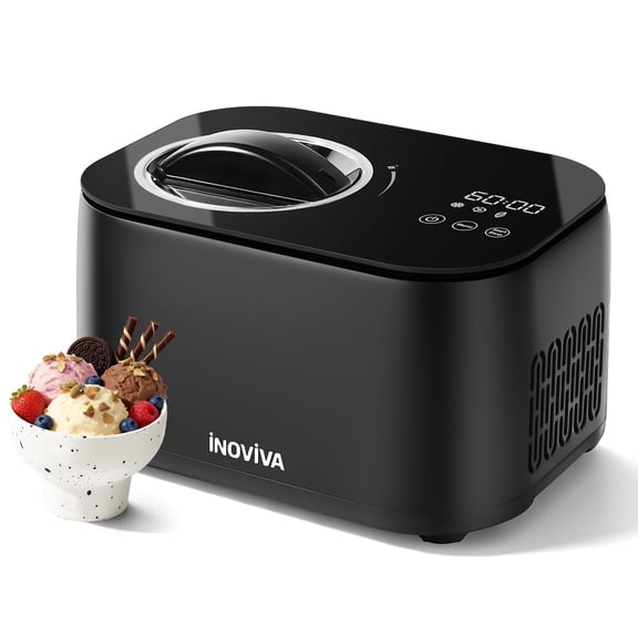 Inoviva 4-in-1 Ice Cream Maker, 1.06QT Capacity, No Pre-Freezing, Digital Display with 4 Preset Functions for Gelato, Frozen Yogurt & Sorbet