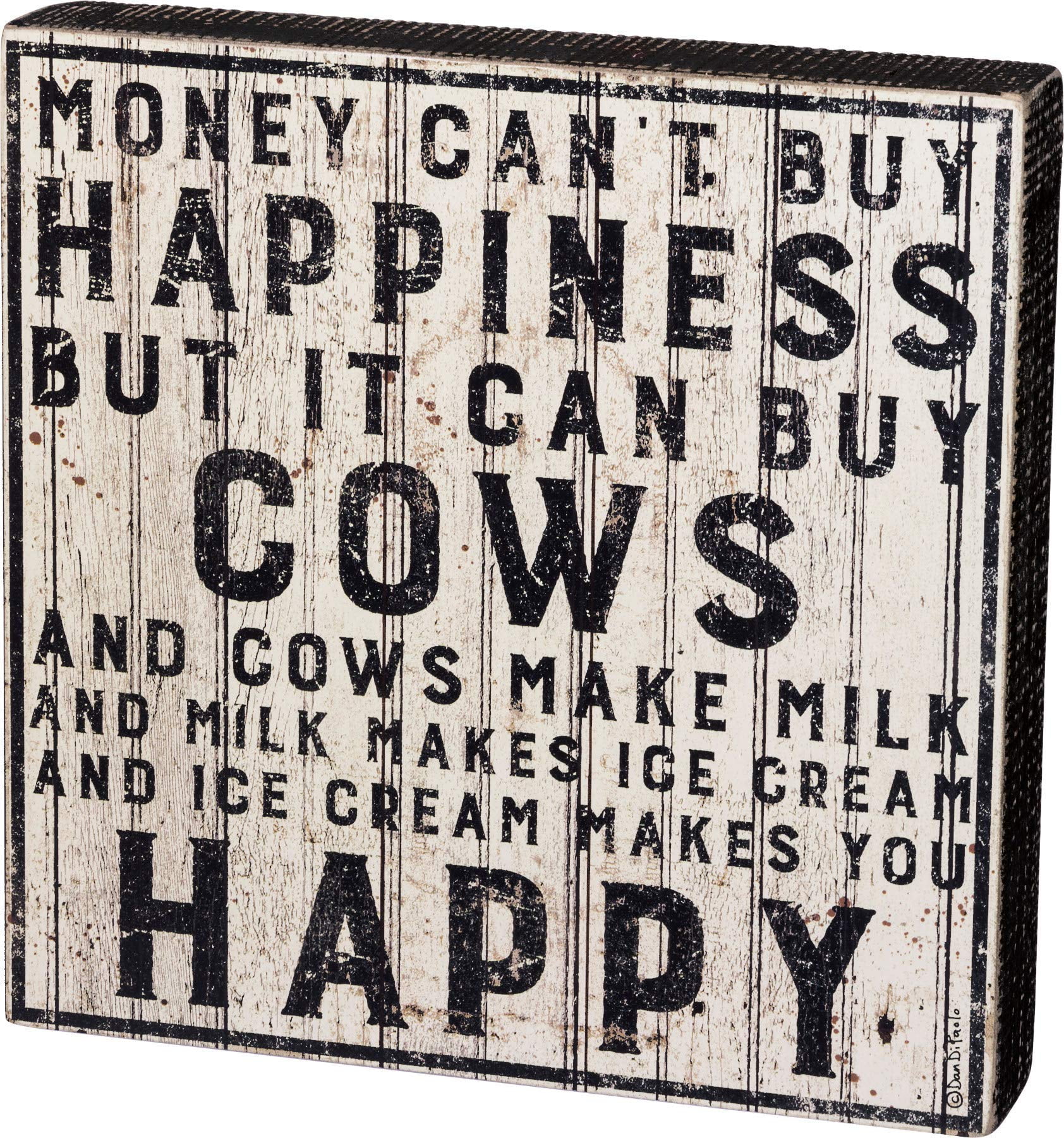 Rustic Black and White Wooden Box Sign