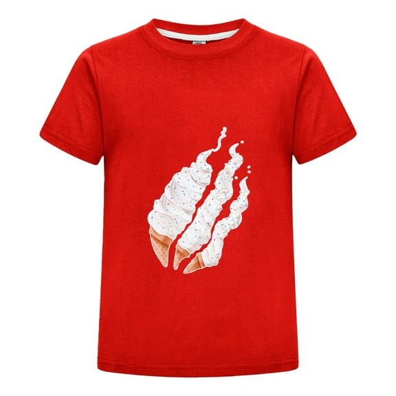 Ice Cream Melting Cone Scratch Kids Preston Playz Shirt – Gamer-Style Fire Tee for Boys Girls Short Sleeve Summer Top