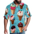 thumbnail image 1 of Ice Cream Men's Casual Printed Button Down Short Sleeve Spread Collar Beach Shirts for Summer, Unisex, 1 of 6