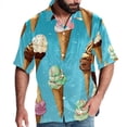 thumbnail image 1 of Ice Cream Men's Short Sleeve Button Down Casual Poplin Shirts for Summer Beach, Printed Design - Unisex, 1 of 6