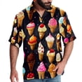thumbnail image 1 of Ice Cream Men's Short Sleeve Printed Button Down Hawaiian Beach Shirts, 1 of 1