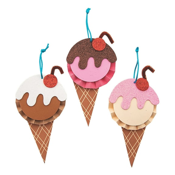 Ice Cream Mini Fan Ornament Craft Kit- Makes 12, Craft Kits, Summer, 12 Pieces