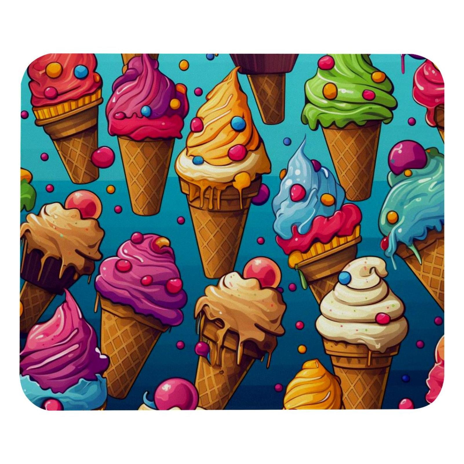 Ice Cream Mouse Pad, Rubber Base Computer Mouse Pads for Wireless Mouse ...