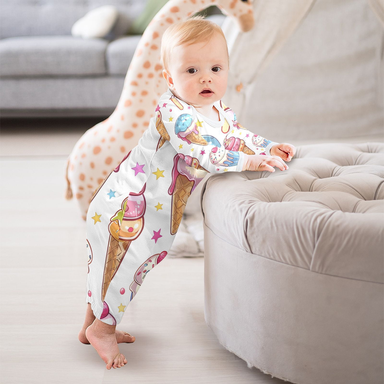 Baby Pyjamas Gerber Baby Boys Dino (ivory With Allover Dino Print