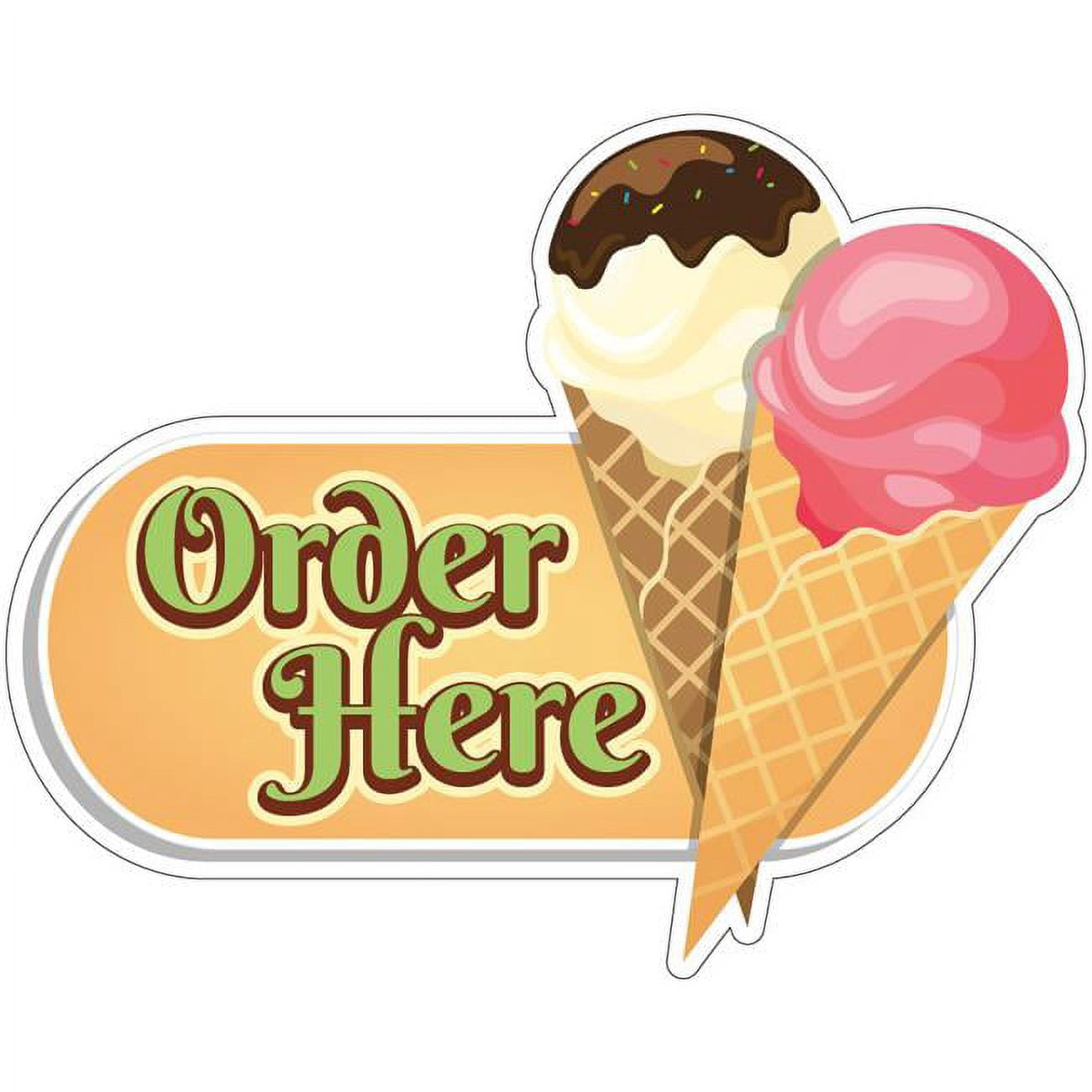 Ice Cream Cones Decal - 14 Cones Vinyl Sign For Food Truck, Cart, Stand, Or Restaurant