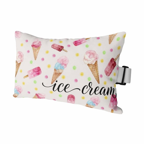Ice Cream Outdoor Pillows for Chaise Lounge Chair Waterproof Lumbar Pillows with Insert&Adjustable Elastic Strap Beach Headrest Pillow Summer Pink Popsicle Colorful Polka Dots Pool Pillow 11"x16"