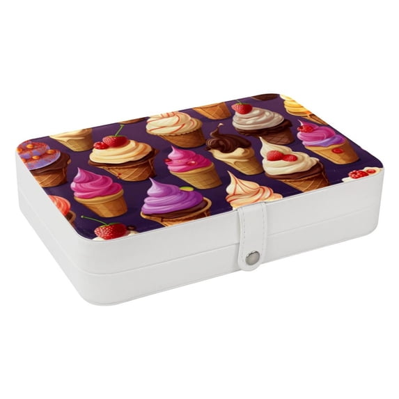 Ice Cream PU Leather Jewelry Storage Box with Removable Compartment and Portable Bracelet Holder - Jewelry Boxes and Display Case