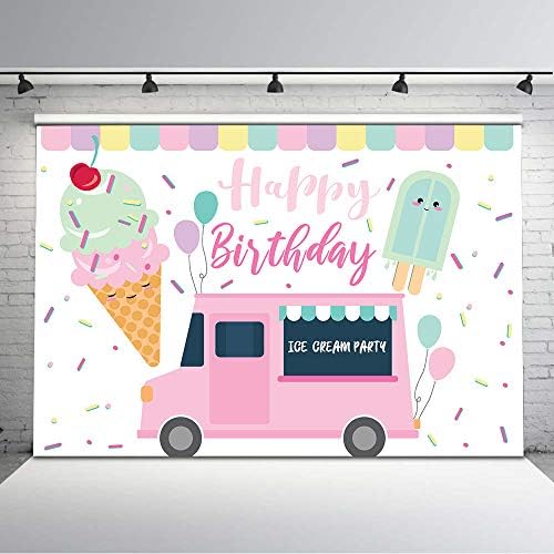 Ice Cream Party Backdrop Ice Cream Truck Birthday Party Bckground