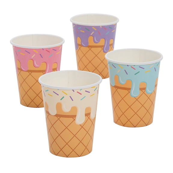 Ice Cream Party Cones & Sprinkles Paper Cups - 8 Ct.