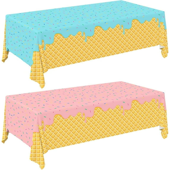 Ice Cream Party Tablecloth Ornament Disposable Blue Pink 2 Sheets