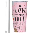 thumbnail image 1 of Ice Cream Pattern 20oz Travel Tumbler With Lid And Straw, Be In Love With Your Life Every Minute Of It Stainless Steel Tumblers Insulated Coffee Cup Mug Gift For Men Women, 1 of 6