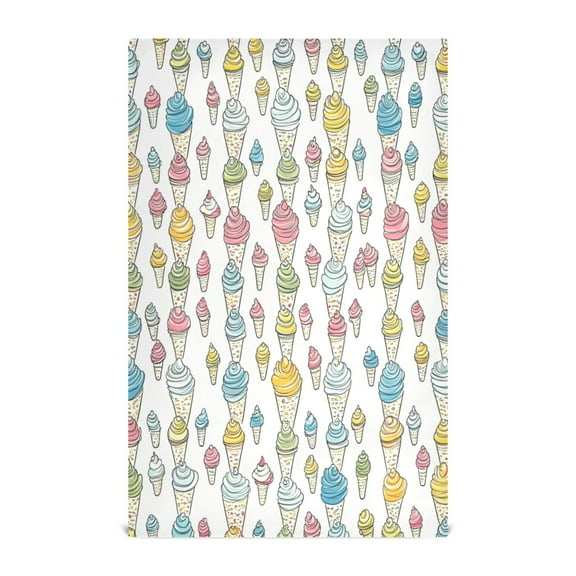Ice Cream Pattern Decorative Waffle Towel Kitchen Dishcloth 28x18in Multi-Use Tea Towel