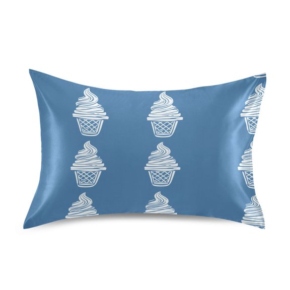 Ice Cream Pattern Queen Size Pillowcase Silky Smooth Finish Anti Wrinkle Design Easy Envelope Closure 20x30in