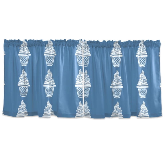 Ice Cream Pattern Tier Curtains for Kitchen 57x24 Inch Semi Sheer Light Filtering Half Window Curtains 2 Panels